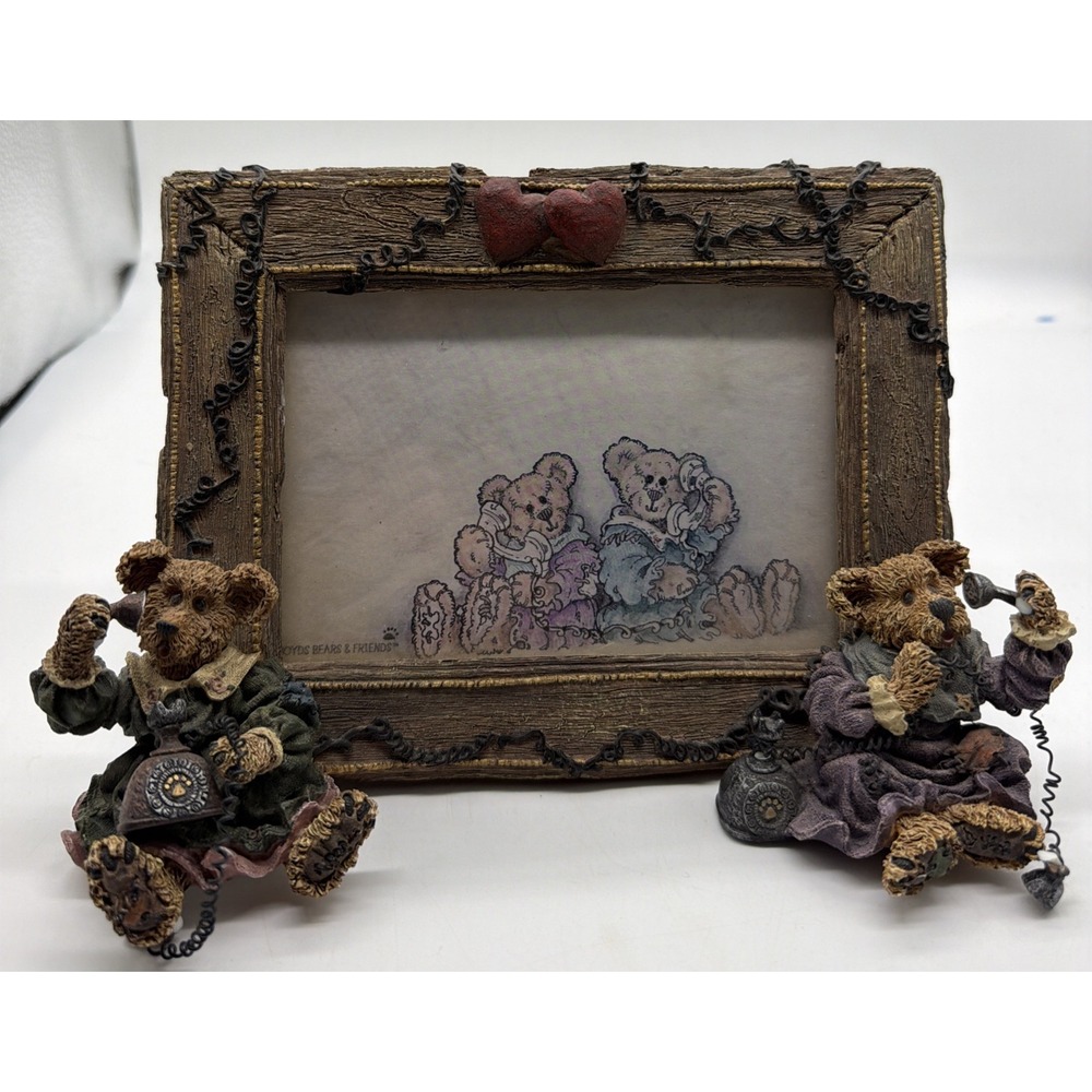 Boyds Bear Alexandra and Belle Telephone Tied Picture Frame Figurine 27355